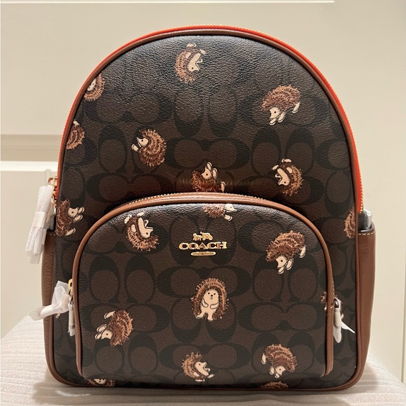 Coach Bags New Coach Court Hedgehog Backpack Signature Coated